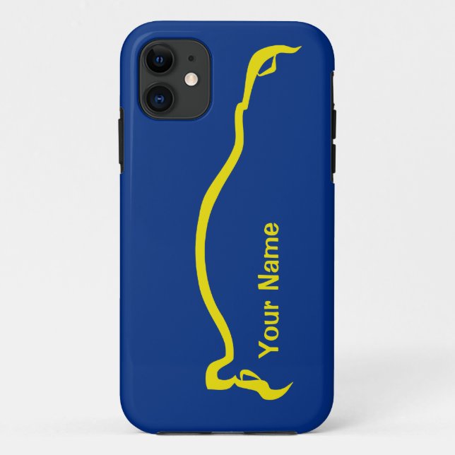 "addieren Sie Ihr Name" blaue/gelbe Silhouette WTI Case-Mate iPhone Hülle (Rückseite)