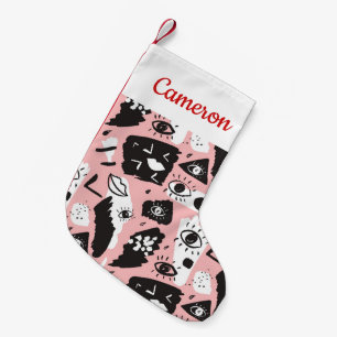 Addieren Sie Ihr Namens  abstraktes modernes Kleiner Weihnachtsstrumpf