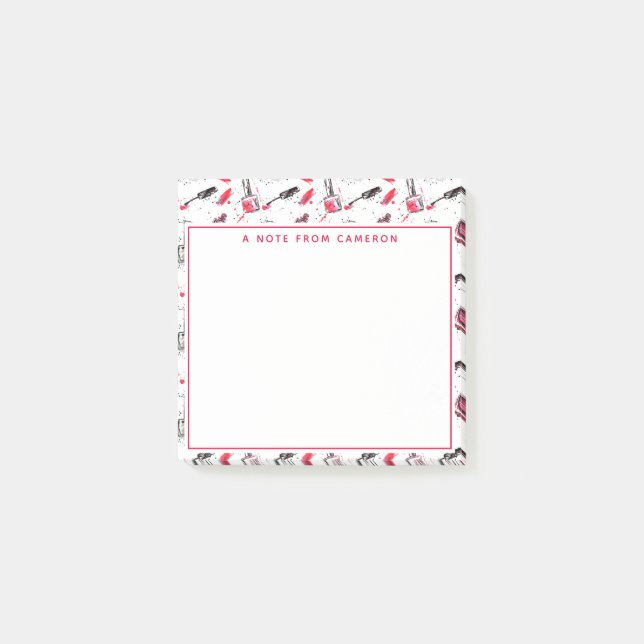 Addieren Sie Ihr Namens| Aquarell-Nagellack-Muster Post-it Klebezettel (Vorderseite)