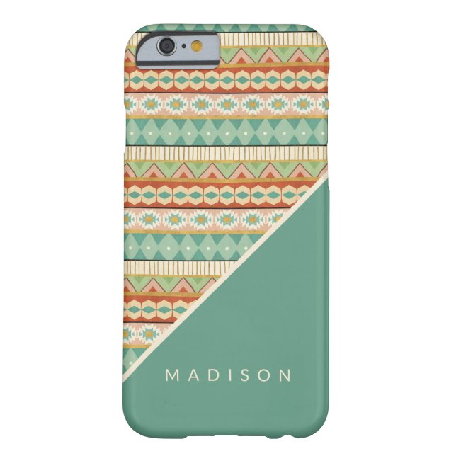 Addieren Sie Ihr Namens| Aquarell-Stammes- Muster Case-Mate iPhone Hülle (Rückseite)