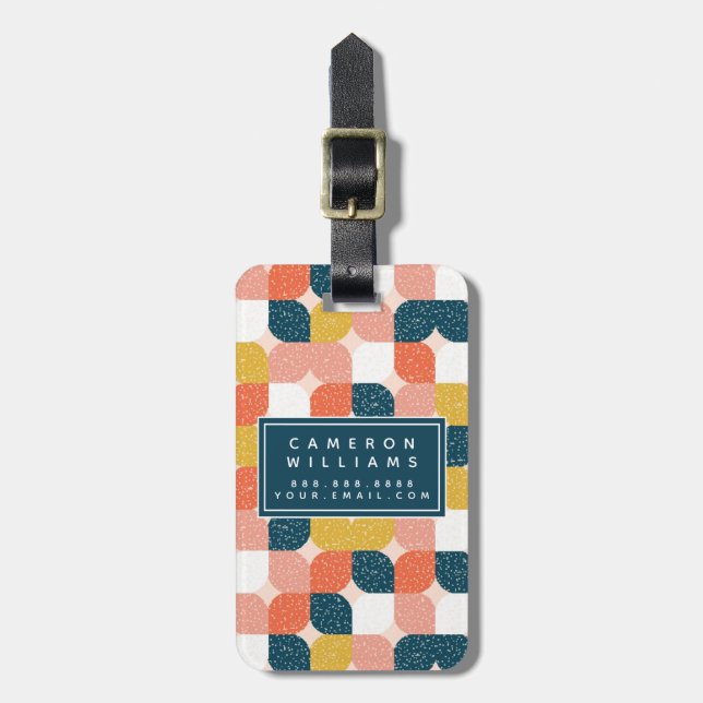 Addieren Sie Ihr Namens| Bauhaus-Retro Gepäckanhänger (Vorderseite vertikal)