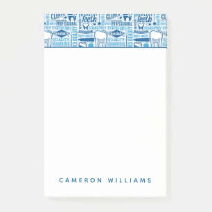 Addieren Sie Ihr Namens  blaues zahnmedizinisches Post-it Klebezettel