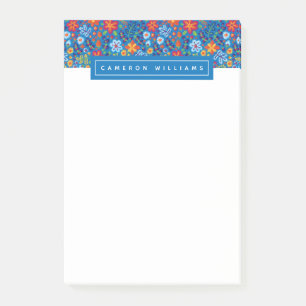 Addieren Sie Ihr Namens  Blumenstickerei-Muster Post-it Klebezettel