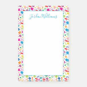 Addieren Sie Ihr Namens  buntes Neondrogen-Muster Post-it Klebezettel