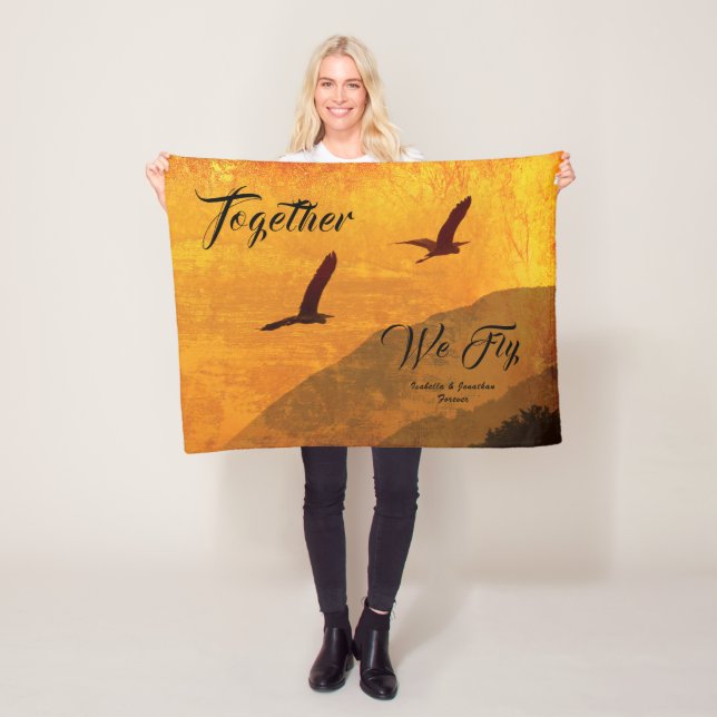 Addieren Sie Ihr Namens|, das zwei Vögel zusammen Fleecedecke (Beispiel)