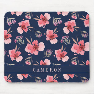 Addieren Sie Ihr Namens  dunkles rosa Mousepad
