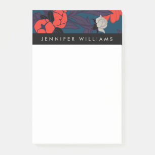 Addieren Sie Ihr Namens elegantes blaues u. rotes Post-it Klebezettel