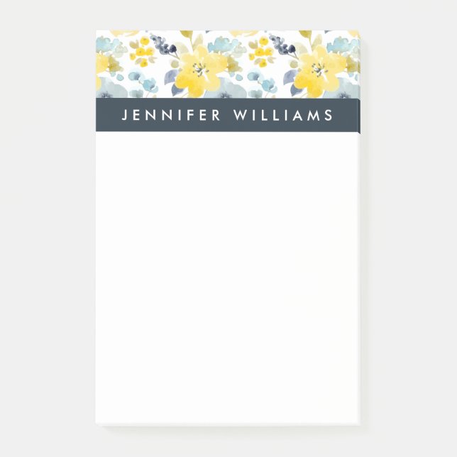 Addieren Sie Ihr Namens| gelbes u. blaues Post-it Klebezettel (Vorderseite)