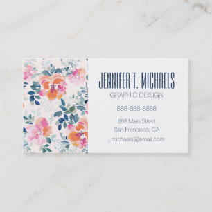 Addieren Sie Ihr Namens  gemaltes Rosen-Muster Visitenkarte