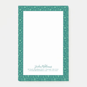 Addieren Sie Ihr Namens  grünes Mikroben-Muster Post-it Klebezettel