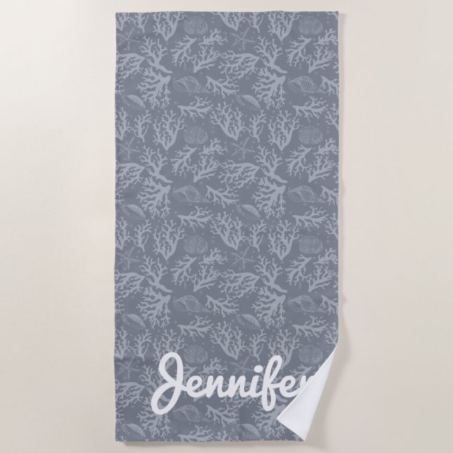 Addieren Sie Ihr Namens| Hipster-Art-Korallenriff Strandtuch (Vorderseite)