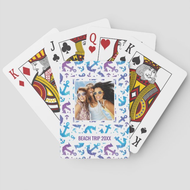Addieren Sie Ihr Namens| Krawatten-Anker-Muster 2 Spielkarten (Rückseite)