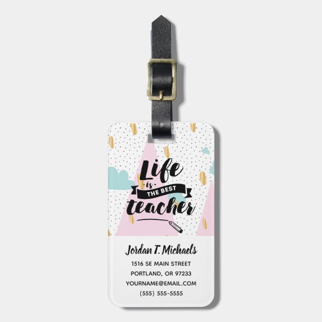 Addieren Sie Ihr Namens| Leben ist der beste Gepäckanhänger (Vorderseite vertikal)