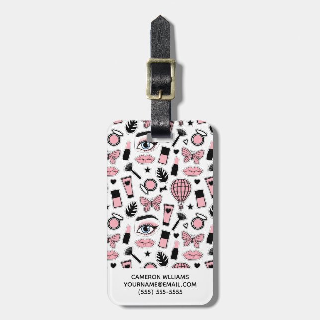 Addieren Sie Ihr Namens| Make-upaufkleber-Muster Gepäckanhänger (Vorderseite vertikal)
