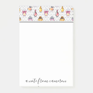 Addieren Sie Ihr Namens  Parfum Flaschen-Muster Post-it Klebezettel