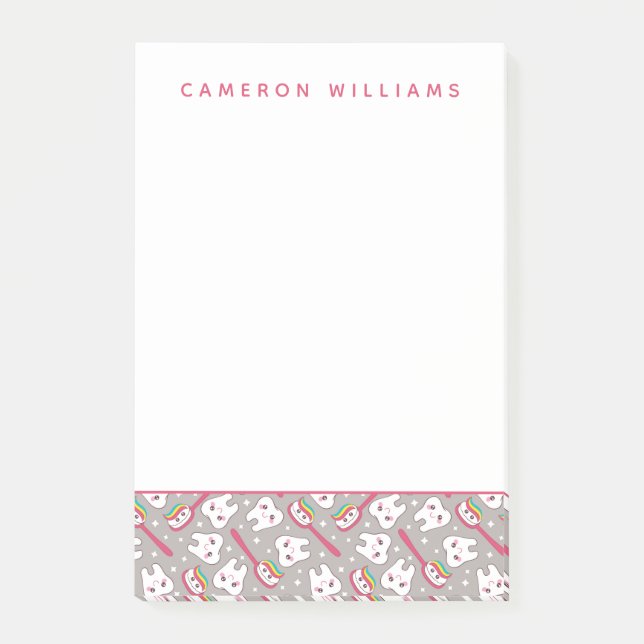 Addieren Sie Ihr Namens| Regenbogen-Zahn-Muster Post-it Klebezettel (Vorderseite)