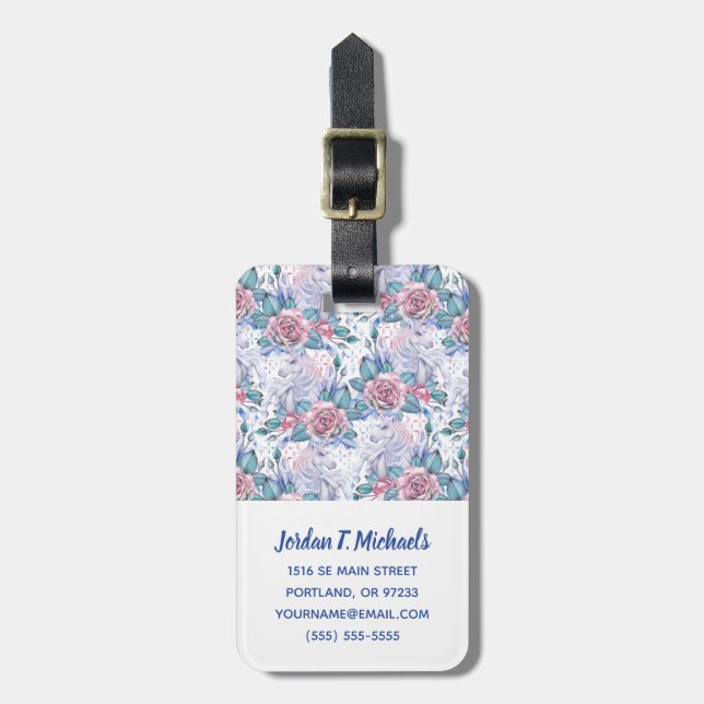 Addieren Sie Ihr Namens| rosa u. blaues Gepäckanhänger (Vorderseite vertikal)