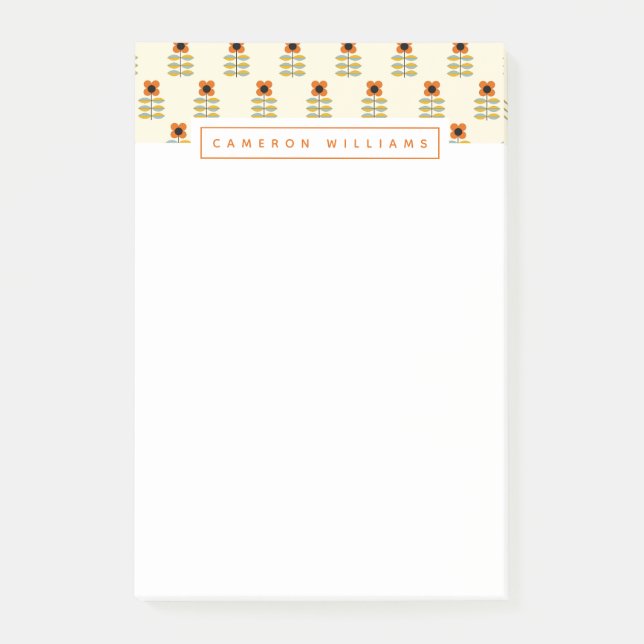 Addieren Sie Ihr Namens| skandinavisches orange Post-it Klebezettel (Vorderseite)