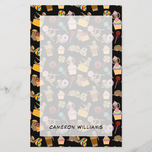 Addieren Sie Ihr Namens| Sloth-süßes Briefpapier (Vorderseite)