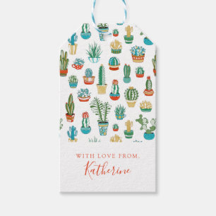 Addieren Sie Ihr Namens Succulents-Muster Geschenkanhänger
