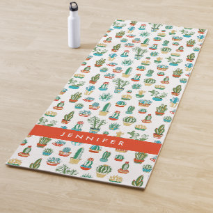 Addieren Sie Ihr Namens  Succulents-Muster Yogamatte