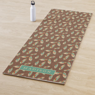 Addieren Sie Ihr Namens Südwestfeder-Muster Yogamatte