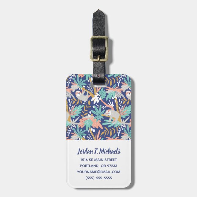 Addieren Sie Ihr Namens| tropisches blaues Gepäckanhänger (Vorderseite vertikal)