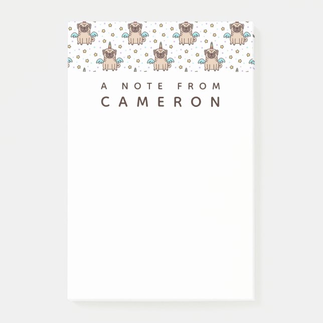 Addieren Sie Ihr Namens| Unipug Muster Post-it Klebezettel (Vorderseite)