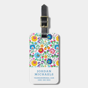 Addieren Sie Ihr Namens  Volkskunst-Blumen-Muster Gepäckanhänger