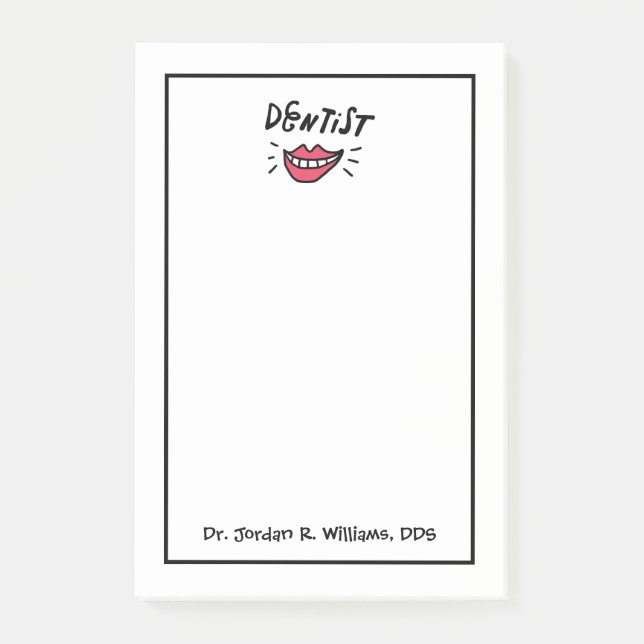 Addieren Sie Ihr Namens| Zahnarzt-Lächeln Post-it Klebezettel (Vorderseite)