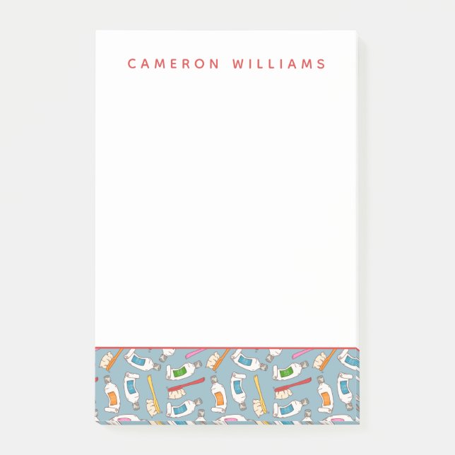 Addieren Sie Ihr Namens| Zahnbürste-u. Post-it Klebezettel (Vorderseite)