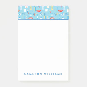 Addieren Sie Ihr Namens  zahnmedizinisches blaues Post-it Klebezettel