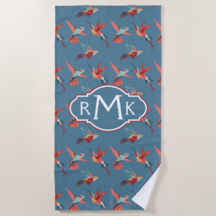 Addieren Sie Ihr Retro Kolibri-Muster des Strandtuch