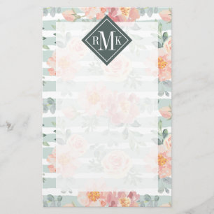 Addieren Sie Ihr Rosen-Streifen-Muster des Briefpapier