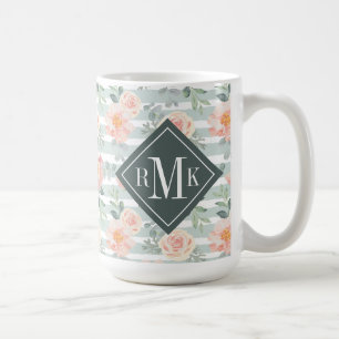 Addieren Sie Ihr Rosen-Streifen-Muster des Kaffeetasse