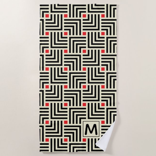 Addieren Sie Ihre Anfangs| geometrischen Linien Strandtuch (Vorderseite)