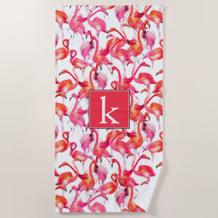 Addieren Sie Ihre Aquarell-Flamingos des Strandtuch