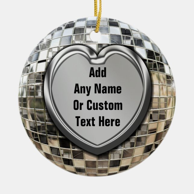 Addieren Sie Ihre eigene Text-Disco Mirrorball Keramik Ornament (Vorne)