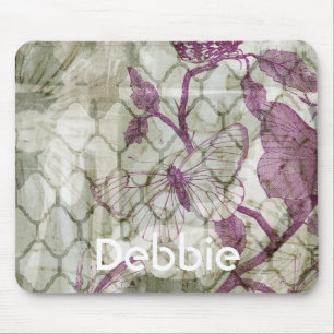 Addieren Sie Ihre Namens  Arabeske-Schmetterlinge Mousepad