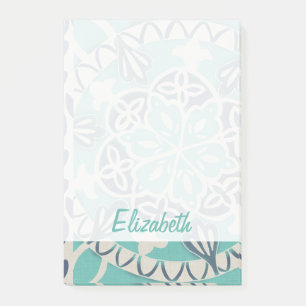 Addieren Sie Ihre Namens  blaue Batik-Fliese I Post-it Klebezettel