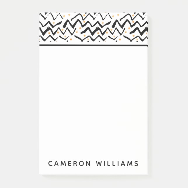 Addieren Sie Ihre Namens| schwarzen Post-it Klebezettel (Vorderseite)