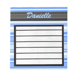 Addieren Sie Ihren blaue Streifen-Namensnotizblock Notizblock