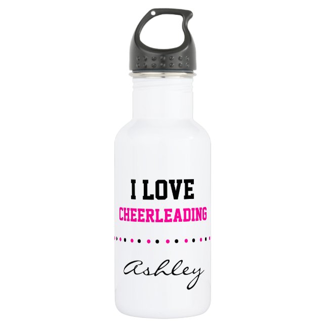 Addieren Sie Ihren Namen, Cheerleading, rosa und Edelstahlflasche (Vorderseite)