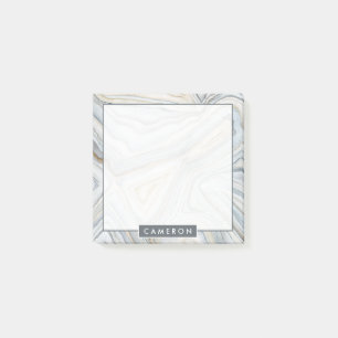 Addieren Sie Ihren Namens  Grau gemarmorten Post-it Klebezettel