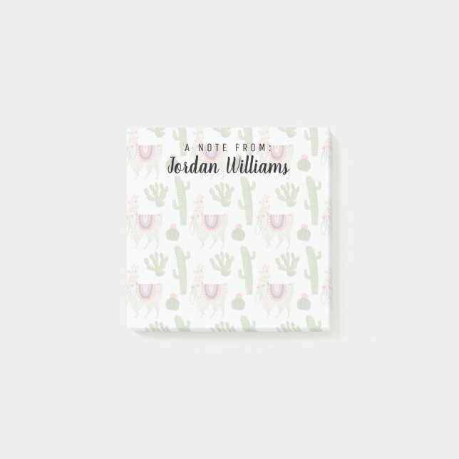 Addieren Sie Ihren Namens| Llamarama Sammlung | Post-it Klebezettel (Vorderseite)