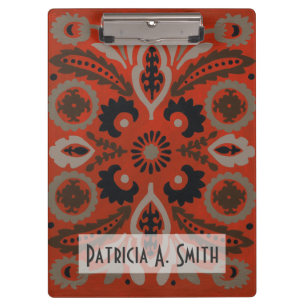 Addieren Sie Ihren Namens  Zinnober Suzani II Klemmbrett