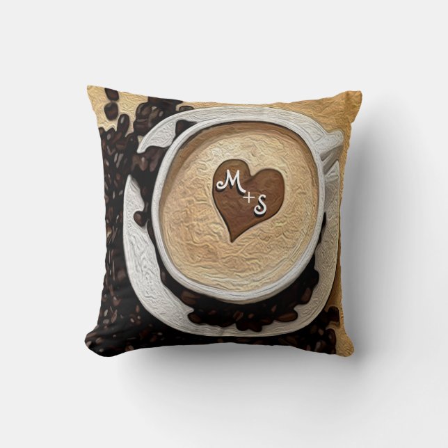 Addieren Sie Initialen-Kaffee Kissen (Vorderseite)