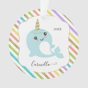 Addieren Sie personalisiertes Narwhal Ornament