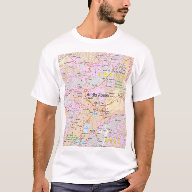 Addis Ababa & Central Ethiopia Vintage Map T-Shirt (Vorderseite)