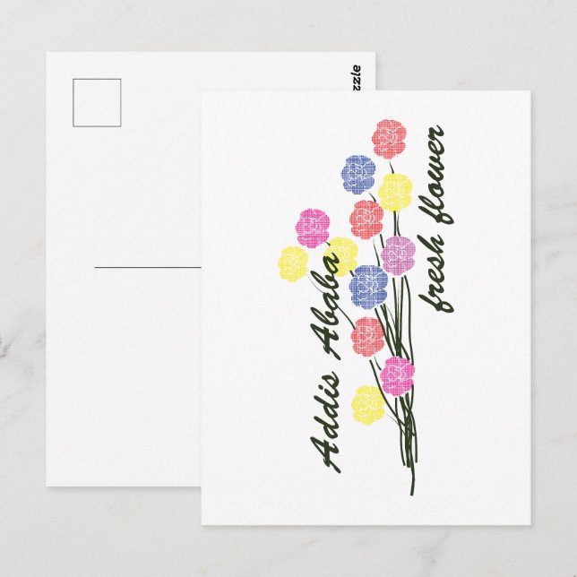 Addis Ababa Fresh Flower – Colorful Floral Art Postkarte (Vorne/Hinten)